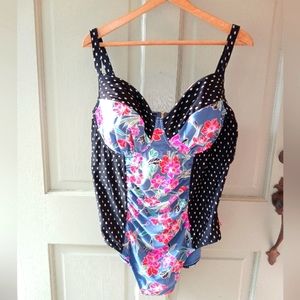 Terra Sky floral wired bra one piece swim suit